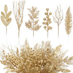 66 Pcs Light Gold Christmas Glitter Picks and Sprays by Vertintong