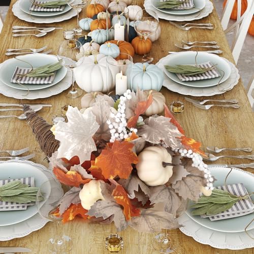 Knitgrip Thanksgiving Fall Table Harvest Cornucopia Centerpiece, White - Image 5
