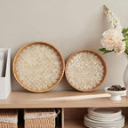 JUNGLE CULTURE Round Rattan Tray Mother of Pearl Inlay • Cascade Light 14" - Image 3
