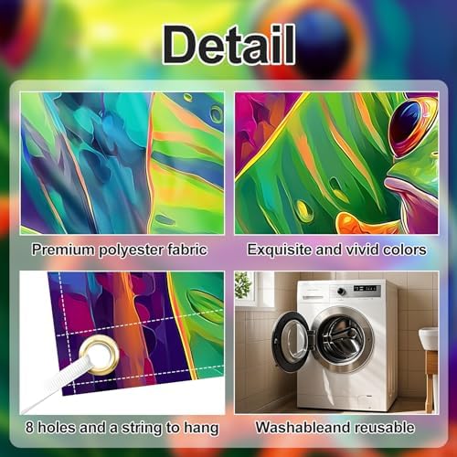 6x13 FT Colorful Red-Eyed Tree Frog Garage Door Banner - Tropical Jungle Art Backdrop, Large Indoor Outdoor Garage Door Cover, Nature Theme Decoration for Home,Yard, Kids Room - Image 3