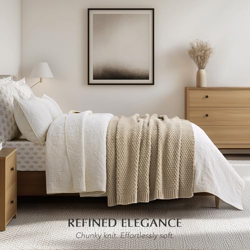 EVERGRACEHOME Chunky Chenille Knit Throw Blanket, 50 x 60, Sand Dune - Image 4