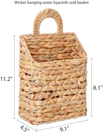 Small Hanging Door Basket, Wall Decor Water Hyacinth Storage - Image 4