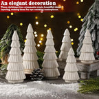 Leinuosen 6 Pcs White Ceramic Christmas Tree Figurines Tabletop Xmas Decor - Image 4
