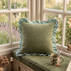 patdrea Vintage Green Linen Throw Pillow Covers,Set of 2,22"x22"-Kubum - Image 7
