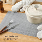 Leetaltree Lunar Grey Placemats Set of 12 - Heat Resistant Non-Slip Place mats for Dining Table, Washable Durable PVC Vinyl Woven Table Mats（Lunar Grey, 12） - Image 4