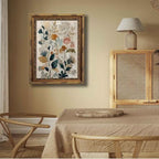 Gold Framed Beige Floral Canvas Wall Art Vintage Country Botanical Earth Tone Flower painting Decor Pictures Boho Plant Bedroom Living Posters Prints for Corridor Classroom Kitchen Room Decoration - Image 6