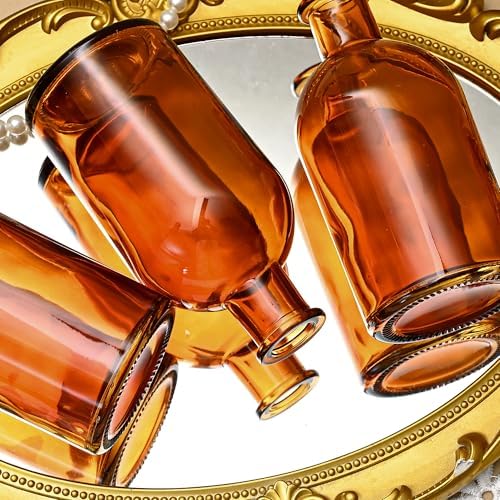 20 Pack Amber Glass Bud Vases for Centerpieces Small Mini Flower Vases - Image 5