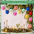 Hollowfly 9 Pcs 4 Inch Colorful Glass Christmas Ornaments with Velvet Bow - Image 6