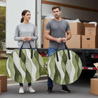 Sage Green Ripple Round Storage Bag 36 Inch, Abstract Gradient Watercolor Modern Clothes Storage Container with Handles Heavy Duty Organizer for Comforter, Bedding & Holiday Wreaths - Image 4