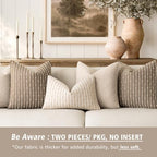 Foindtower Decorative Striped Boucle Throw Pillow Covers 22x22 Taupe Gray - Image 7