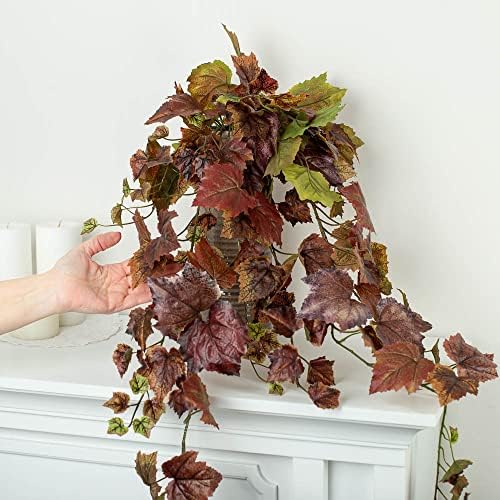 Autumn Grape Leaf Cascading Artificial Ivy Vine Bush – 39" Tuscany Vineyard - Image 4