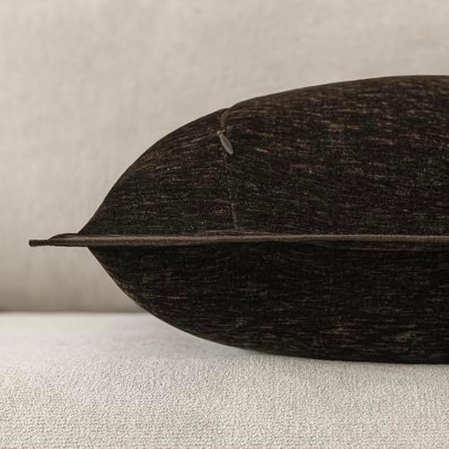 Decorative Chenille Luxury Throw Pillow Covers with Wide Edge, Textured Solid Pillowcases, Soft Velvet Cushion Cover Home Décor for Couch Sofa Living Room,18×18 Inch, Set of 2, Dark Brown - Image 7