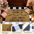 Blessed Coming & Going Layered Doormat Set, 2 Pack Indoor Entry Rugs Featuring Coir Loop Welcome Mat 40x60cm with Buffalo Plaid Crystal Velvet Base 60x80cm for Farmhouse Front Door Decor - Image 4