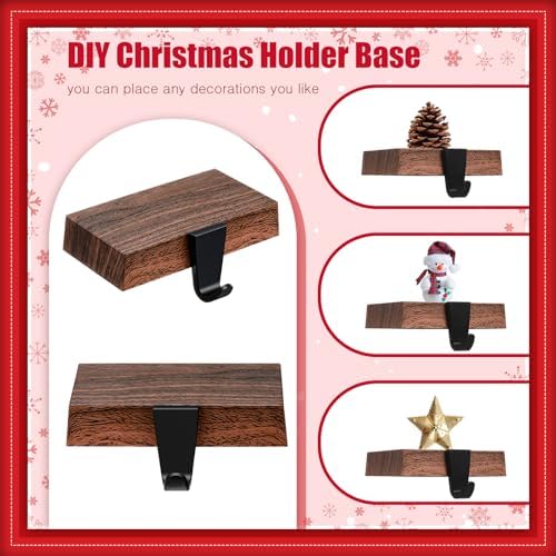 Zhengmy 12 Pcs Dark Wood Christmas Stocking Hangers for Mantel - Image 4