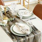 10 Pcs Black and Gold Gauze Table Runner, 28x118 Inch Sheer Glitter Metallic Foil Mesh Table Runner for Birthday Party Wedding Anniversary Christmas Halloween - Image 4