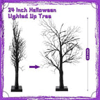 Halloween Decorations Indoor - 2Pack 24 Inch Spooky Black Tree with Lights, Lighted Tabletop Tree with Timer for Halloween Decorations Indoor Party Decor - Image 2