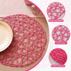 Threehoney Paper Braided Round Placemats, Set of 24, Rose Red, 13 in - Image 3