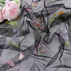QueenDream 3 Pcs Black Wildflower Party Decorations Floral Table Runner Fabric 10ft Embroidery Tulle Spring Table Runner Seasonal Summer Butterfly for Wedding Baby Shower Birthday Party - Image 5