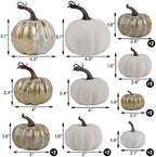 winemana 16 Pcs Golden and White Pumpkins Fall Decorations for Home - Image 3