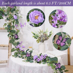 Artificial Rose Vine Fake Flower Garland,Purple, 2PCS - Image 2