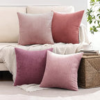 MIULEE Soft Corduroy Decorative Throw Pillow Covers Purple Pink 18x18 - Image 2