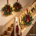 6 Pcs Small 4th of July Hanging Wreaths for Cabinets Patriotic Mini Candle Ring Wreath with Red White Blue Flowers (6, Greenery with Red Bells Pinecones) - Image 4