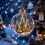 12PCS Glowing Christmas Ornaments - Mini Gold Light-Up Christmas Ball Ornaments - Christmas Tree Ornament with Warm LED Light for Tree Mantel, Holiday Scene Decoration & Gift - Image 7