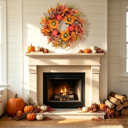 Harvest Fall Wreaths for Front Door - Farmhouse Thanksgiving Wreath Decor - Image 6