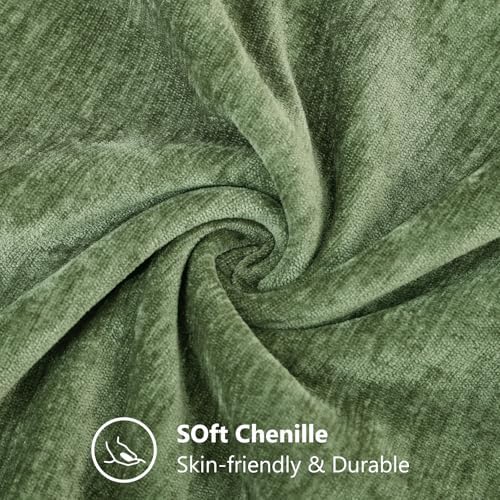 decorUhome Soft Chenille Olive Green Throw Pillow Covers 24X24 Set of 2 - Image 5