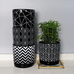 Flower Pots,5.5 Inch Black Ceramic Planters with Drainage Hole Set of 4 - Image 2