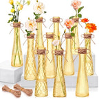 Set of 12 Yellow Glass Bud Vases for Centerpiece, Assorted by Unknown