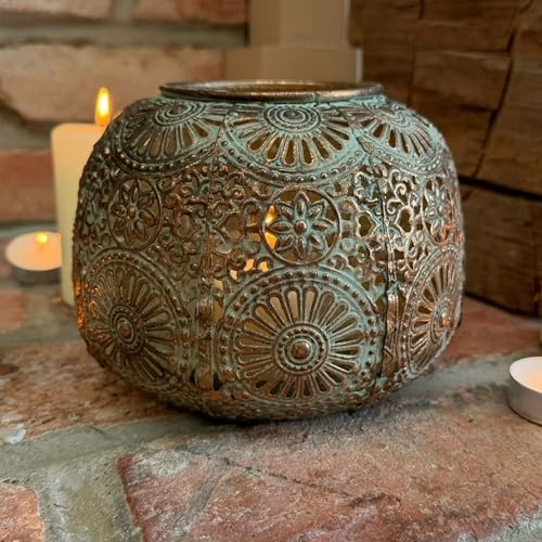 Moroccan Hurricane Candle Holder, Gold, 6.25 x 4.25 Inches - Image 3