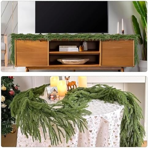 2Pcs 9FT Artificial Norfolk Pine Garland, Real Touch Christmas Garlands - Image 5