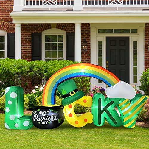 BLOWOUT FUN 6.5FT St Patricks Day Inflatable Lucky Letters Gold Pot Rainbow by BLOWOUTFUN