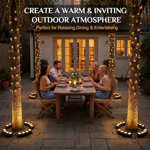 Solar Tree Lights Outdoor, Ring Uplights for Trees, Warm White COB LED - Image 3
