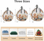 Thanksgiving Pumpkin Round Storage Bag 30 Inch, Truck Fall Maple Leaves Clothes Storage Container with Handles Heavy Duty Organizer for Comforter, Bedding & Holiday Wreaths - Image 7