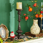 Sungmor Heavy Duty Cast Iron Candlestick Holders - Handcrafted Vintage Candelabra - 37CM/15Inch Tall 1-Head Candle Holder - Decorative Pillar Candle Stand for Christmas Birthday Wedding Home Party - Image 3
