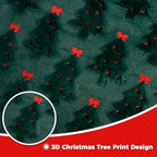 Christmas Decorations Throw Blanket for Couch – 50"x60" Green 3D Embroidered Christmas Tree Blanket, Soft Cozy Faux Fur Flannel Blankets, Warm Blanket for Sofa Bed Living Room Holiday Decor Gifts - Image 4