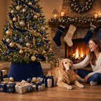 Skylety Navy Blue Velvet Christmas Tree Collar 24‘’ Tree Base Cover - Image 5