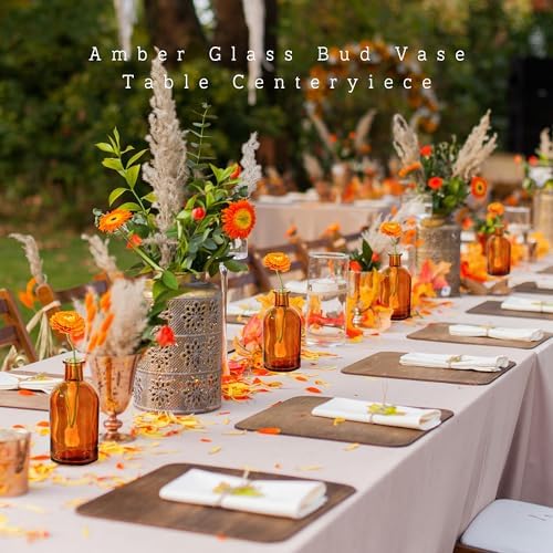 20 Pack Amber Glass Bud Vases for Centerpieces Small Mini Flower Vases - Image 6