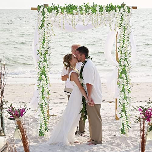 U'Artlines 10Pcs 7.2 Ft/Piece Artificial Wisteria Garland White - Image 2