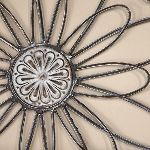 YiLifebes Metal Flower Wall Decor, 18”x18” Metal Floral Scroll Wall Art, Iron Wall Decoration Sculpture for Living Room Bedroom Bathroom Outdoor Garden, (Flower A) - Image 4