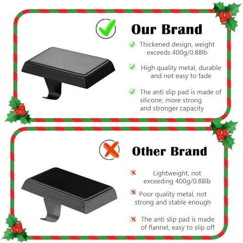 4 Pack Christmas Stocking Holders Ornament Hooks Mantel Weighted Stocking Hangers Metal Hanging Hooks Heavy Duty Stocking Holders Bases for Mantel Fireplace Party Decoration (Black, 4) - Image 3