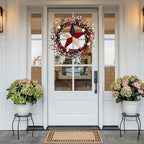 22IN Artifical Patriotic Wreath 4 of July Wreath with Berry, Star for Front Door Wall Decor Indoor Outdoor - Image 5