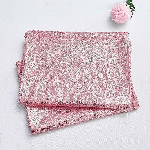 Rose Pink Sequin Table Runner 6 Pack, 12''x108 Glitter Table Runner - Image 6