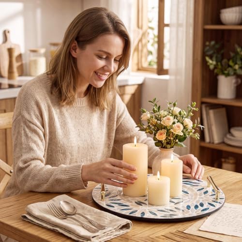 Mother of Pearl Decorative Tray with Metal Handle, Retro - Image 5