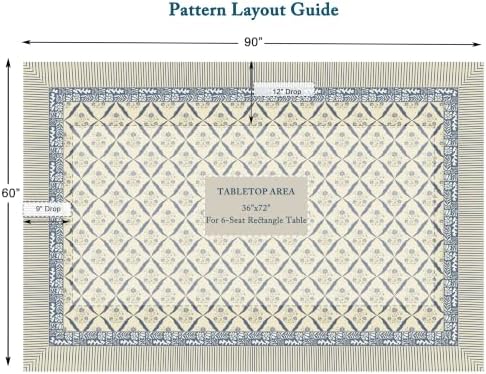Vintage Floral Rectangle Tablecloth 60x90 Inch Blue Lattice - Image 3