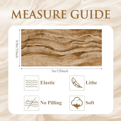 Cheesecloth Table Runner 10FT 12Pcs Khaki Boho Gauze Rustic Sheer Runners - Image 2