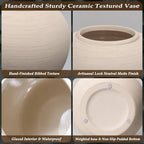 Tall Ceramic Vase 12 Inch Neutral Textured Vase,Cream Vase for Home Decor - Image 4