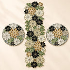 Beaded Table Runner Decore 36 inches Long Christmas Flower Design Beaded Table Runners for Halloween, Christmas, Easter Coffee Tropical ,Combo Pack of Runner and 2 Pack Placemats Grey Multi - Image 3